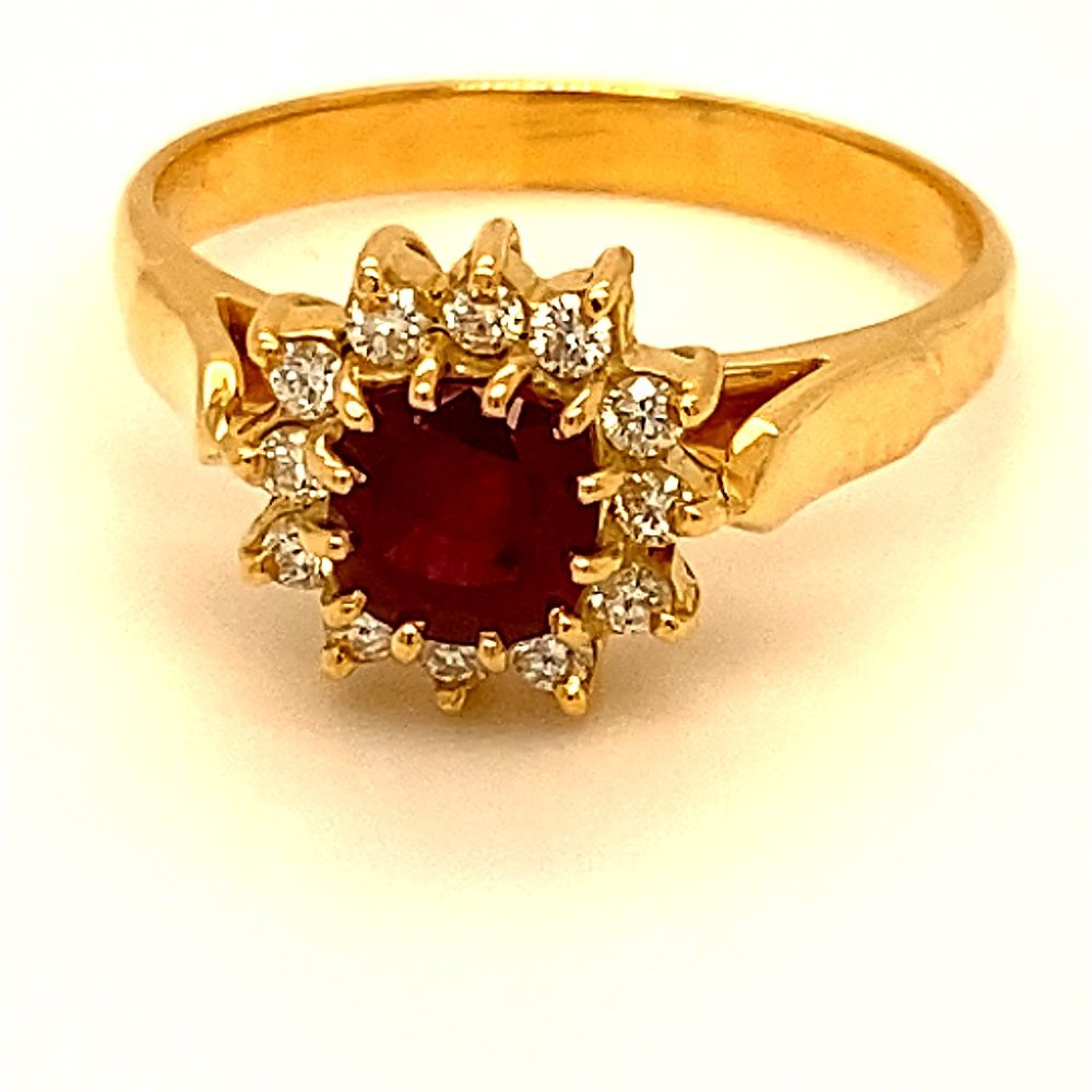 Ruby 1.09ct Diamonds Solid 18K Cocktail Ring